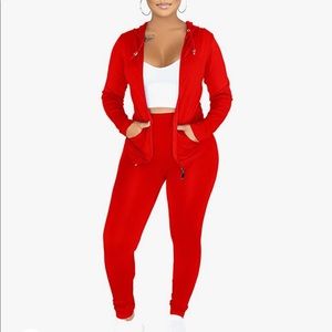 NWT Red two piece tracksuit/jogging suit with hood